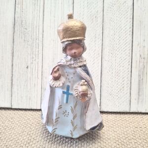 Vintage Infant Of Prague Statue Terracotta Red Clay Catholic 7"